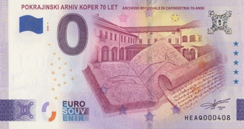 0€ POKRAJINSKI ARHIV KOPER 70 LET SREBRNI PRITISK