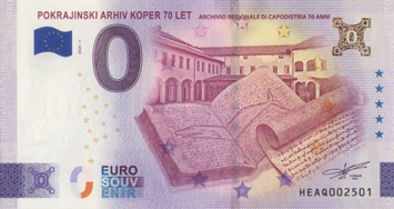 0€ POKRAJINSKI ARHIV KOPER 70 LET ZLATI PRITISK